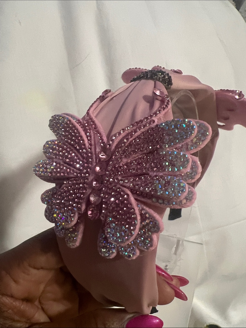 Pink Crystal Butterfly Headband